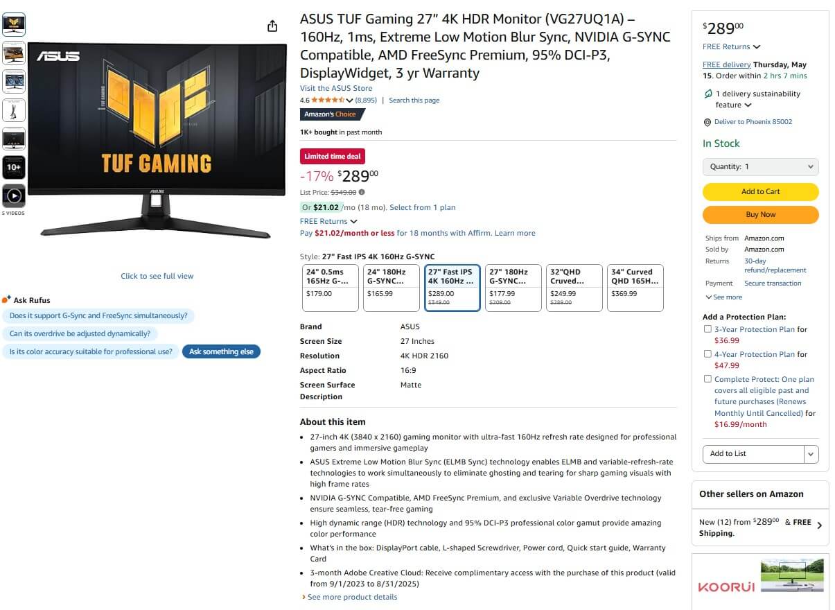 Οθόνη ASUS TUF Gaming 27″ 4K: Ιδανική για Gamers και Δημιουργικούς Επαγγελματίες
