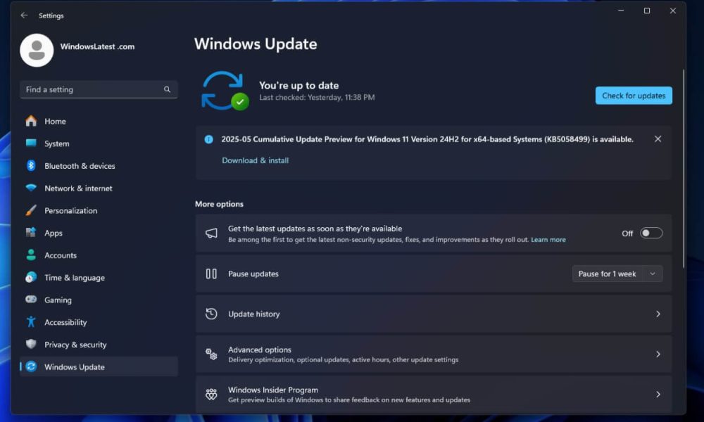 Η ενημέρωση KB5058499 σταθεροποιεί το Windows 11 24H2 για gaming