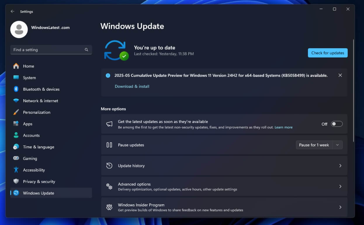 Η ενημέρωση KB5058499 σταθεροποιεί το Windows 11 24H2 για gaming