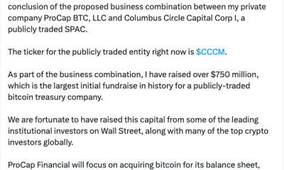 Η ProCap του Anthony Pompliano στο χρηματιστήριο μέσω SPAC