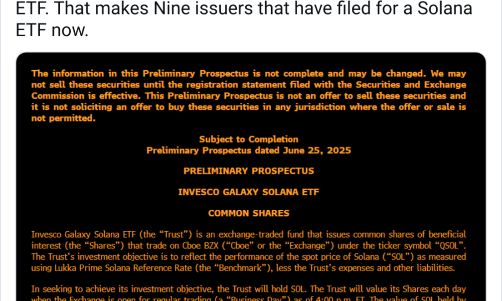 Η Invesco και η Galaxy καταθέτουν αίτηση για Spot Solana ETF