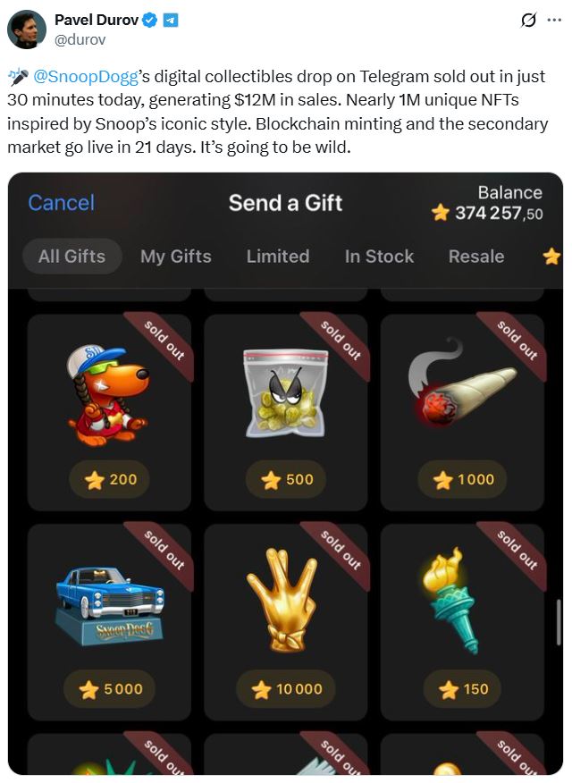 Η επιτυχία του Snoop Dogg με NFT στο Telegram