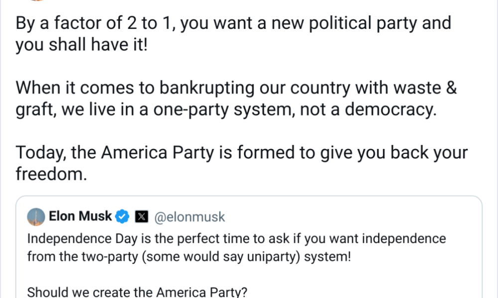 Ο Τραμπ Κατηγορεί τον Μασκ για Δημιουργία Πολιτικού Κόμματος