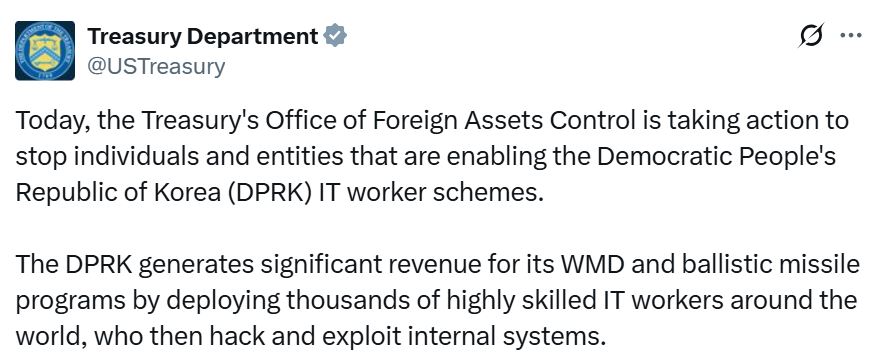 ΗΠΑ: Κυρώσεις σε Δίκτυο Βορειοκορεατών IT Εργαζομένων
